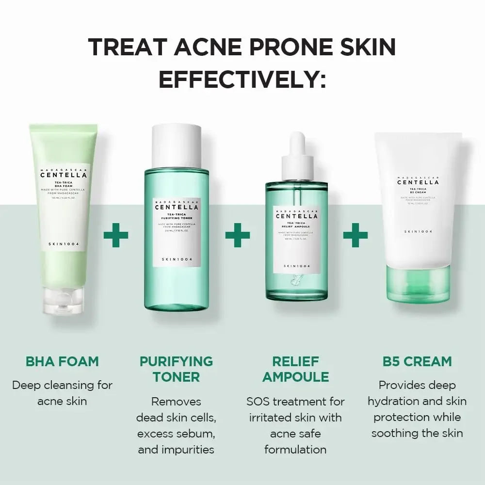 Glow Skin Paris x SKIN1004 Centella Tea-Trica Coffret Découverte – Nettoyant BHA, Toner Purifiant, Sérum & Crème B5